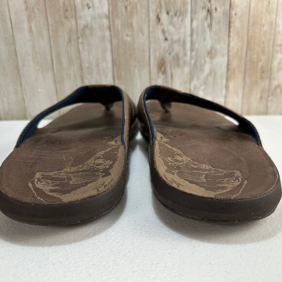 The North Face Bridgeton Flip Flop Mens Size 13 Brown Leather Slip On stamped - Picture 4 of 11